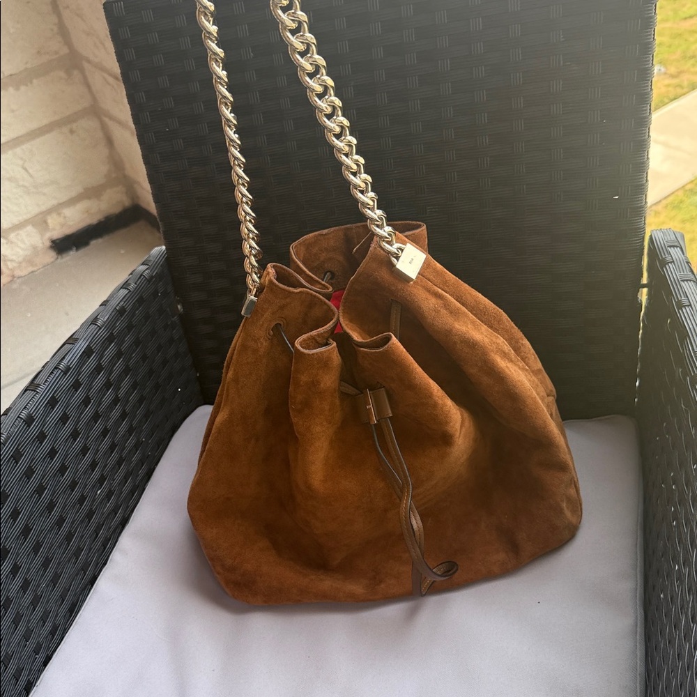 Karen Mullen Brown Suede Chain Strap bag